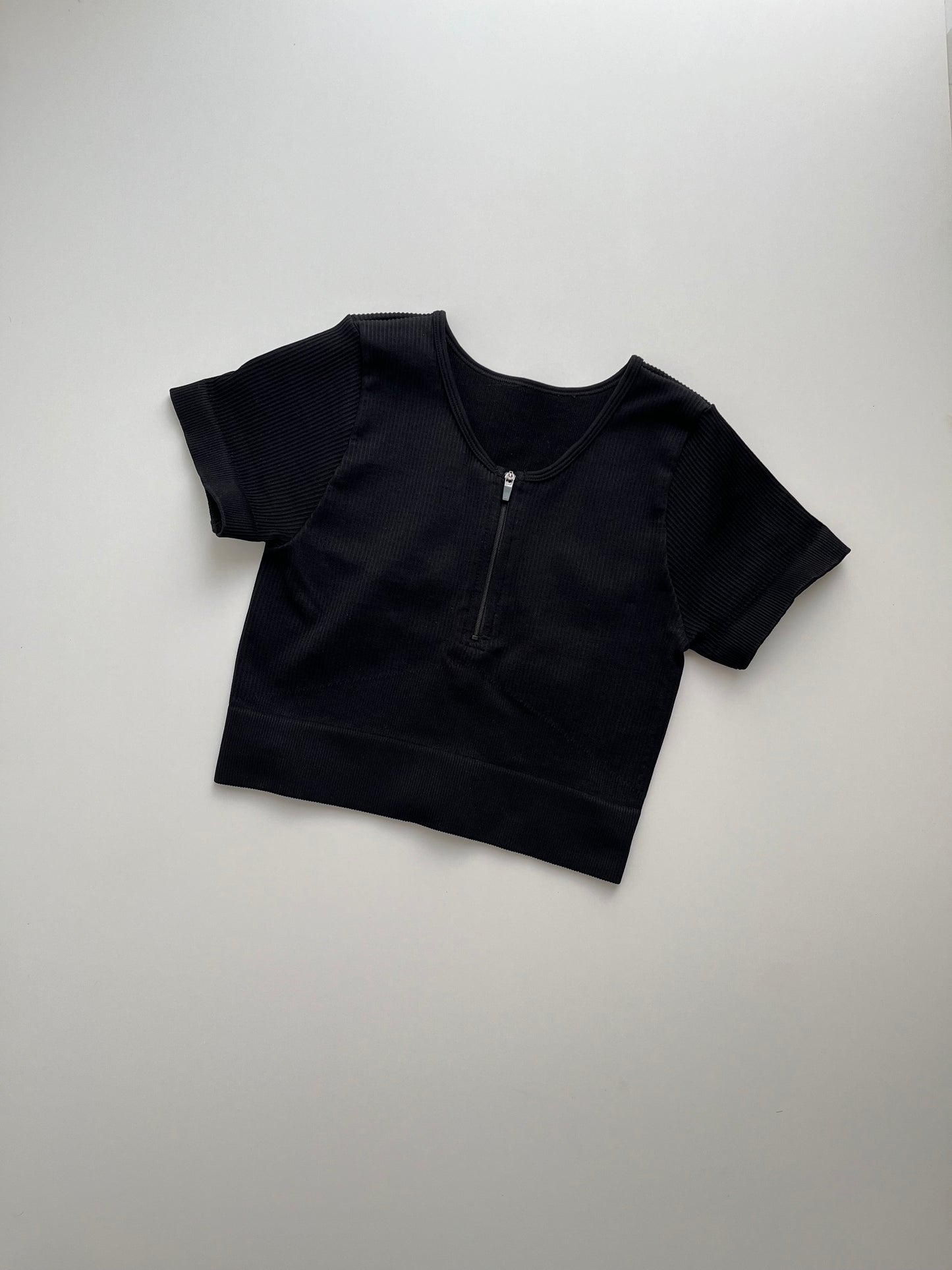 Crop Top Ribbed Negro